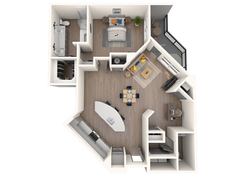 Floor plan for 2 beds, 1.5 baths, 1190 sqft